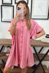 Ruffled Short Sleeve Button Front Denim Mini Dress