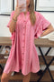 Ruffled Short Sleeve Button Front Denim Mini Dress
