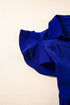 Ruffled Short Sleeve Colla V Neck Tie Midi Dress