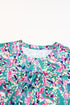 Ruffled Short Sleeve Floral Print Babydoll Blouse