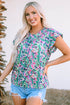 Ruffled Short Sleeve Floral Print Babydoll Blouse