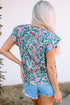 Ruffled Short Sleeve Floral Print Babydoll Blouse