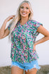 Ruffled Short Sleeve Floral Print Babydoll Blouse