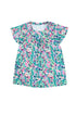 Ruffled Short Sleeve Floral Print Babydoll Blouse