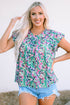 Ruffled Short Sleeve Floral Print Babydoll Blouse