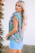 Ruffled Short Sleeve Floral Print Babydoll Blouse