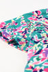 Ruffled Short Sleeve Floral Print Babydoll Blouse