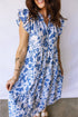 Ruffled Short Sleeve Tiered Midi Floral Dress