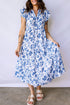 Ruffled Short Sleeve Tiered Midi Floral Dress