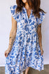 Ruffled Short Sleeve Tiered Midi Floral Dress