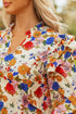 Ruffled Shoulder Long Sleeve Floral Print Blouse