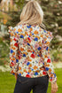 Ruffled Shoulder Long Sleeve Floral Print Blouse