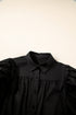 Ruffled Shoulder Puff Sleeve Button Down Shirt