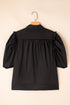 Ruffled Shoulder Puff Sleeve Button Down Shirt
