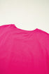 Ruffled Sleeve Crew Neck Contrast Panel Cotton Tee