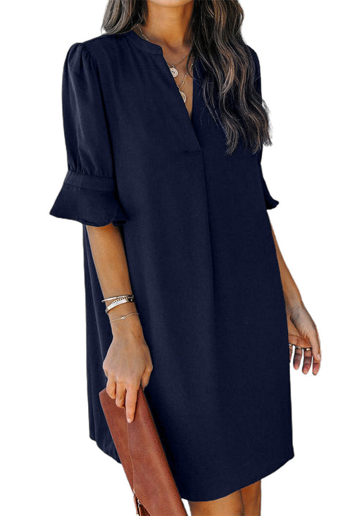 Ruffled Sleeve Shift Dress
