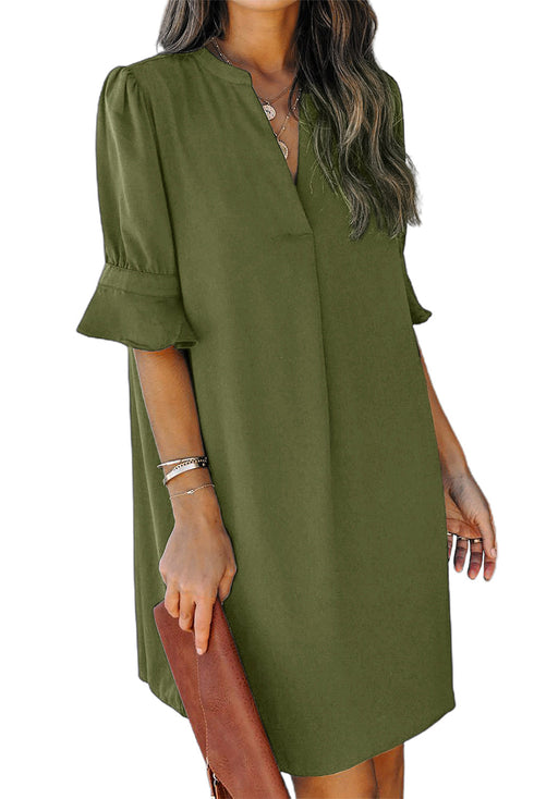 Ruffled Sleeve Shift Dress