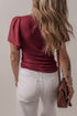Ruffled Sleeve Slim Fit V Neck Stretch Viscose Top