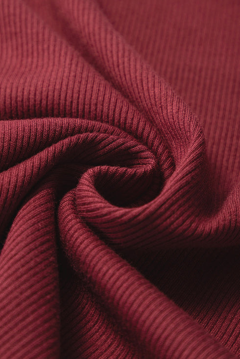 Ruffled Sleeve Slim Fit V Neck Stretch Viscose Top