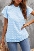 Ruffled Sleeve Swiss Dot T-Shirts