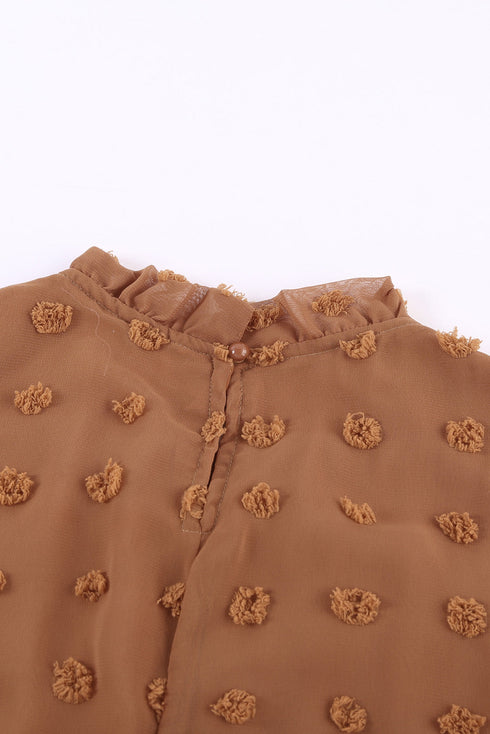 Ruffled Sleeve Swiss Dot T-Shirts