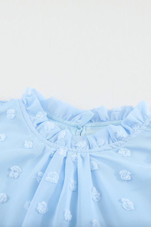 Ruffled Sleeve Swiss Dot T-Shirts