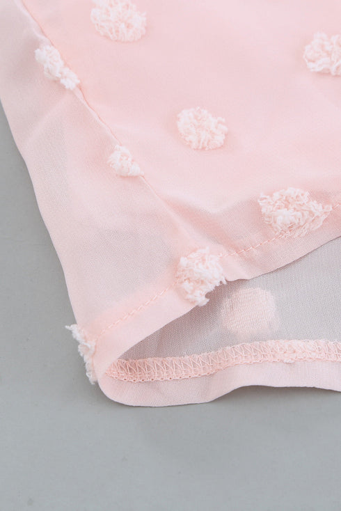 Ruffled Sleeve Swiss Dot T-Shirts