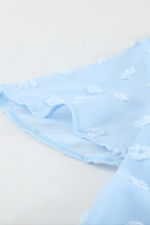 Ruffled Sleeve Swiss Dot T-Shirts