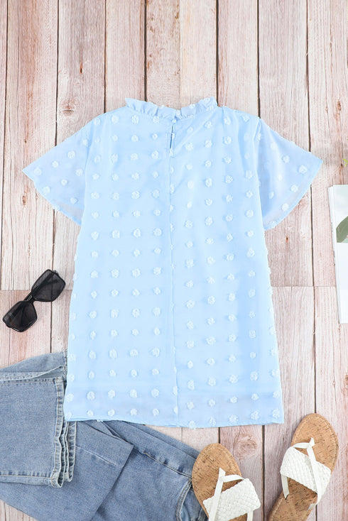 Ruffled Sleeve Swiss Dot T-Shirts