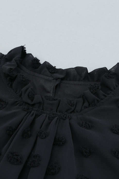 Ruffled Sleeve Swiss Dot T-Shirts