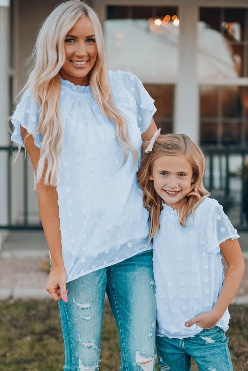 Ruffled Sleeve Swiss Dot T-Shirts