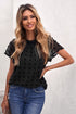 Ruffled Sleeve Swiss Dot T-Shirts