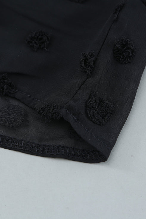 Ruffled Sleeve Swiss Dot T-Shirts