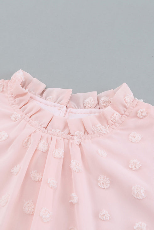 Ruffled Sleeve Swiss Dot T-Shirts