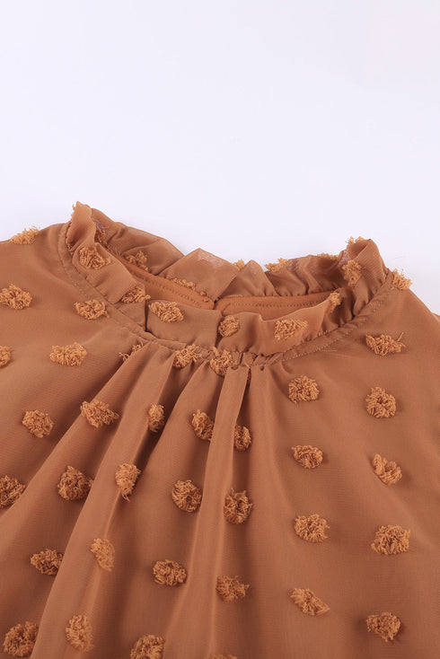 Ruffled Sleeve Swiss Dot T-Shirts