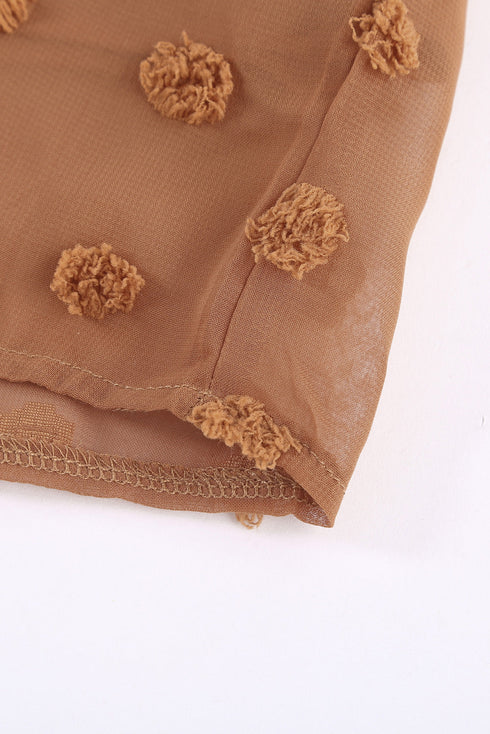 Ruffled Sleeve Swiss Dot T-Shirts