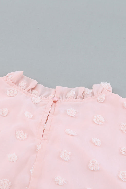 Ruffled Sleeve Swiss Dot T-Shirts