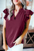 Ruffled Sleeveless V Neck Top