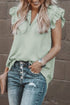 Ruffled Sleeveless V Neck Top