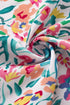 Ruffled Split Neck Puff Sleeve Botanical Print Blouse