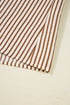 Ruffled Split Neck Striped Puff Sleeve Blouse