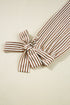 Ruffled Split Neck Striped Puff Sleeve Blouse