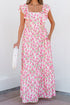 Ruffled Strap Garden Bloom A Line Maxi Dress