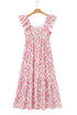 Ruffled Strap Garden Bloom A Line Maxi Dress