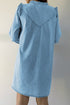 Ruffled V Neck Buttoned Denim Shift Mini Dress