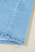 Ruffled V Neck Buttoned Denim Shift Mini Dress