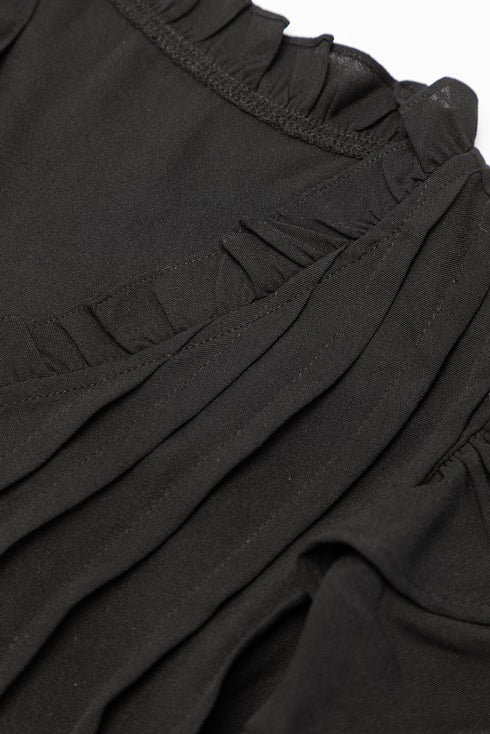 Ruffled V Neck Flutter Sleeve Shift Dress