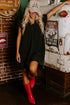 Ruffled V Neck Flutter Sleeve Shift Dress