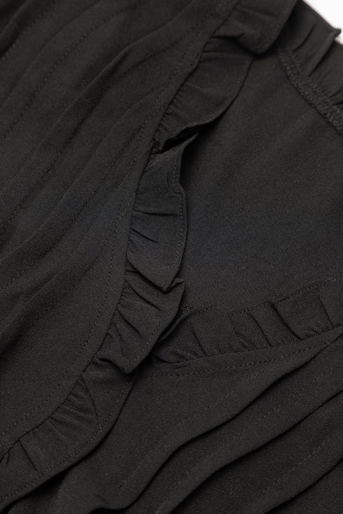 Ruffled V Neck Flutter Sleeve Shift Dress