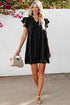 Ruffled V Neck Flutter Sleeve Shift Dress